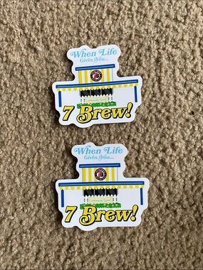 7 Brew! Lemonade Stand Sticker - Yellow and Blue